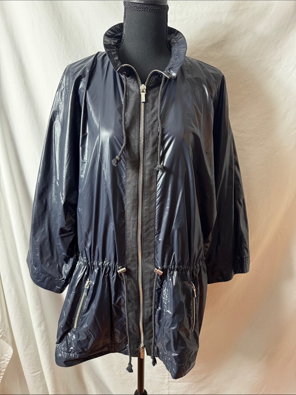 Tory Burch Glossy Navy Packable Utility Anorak